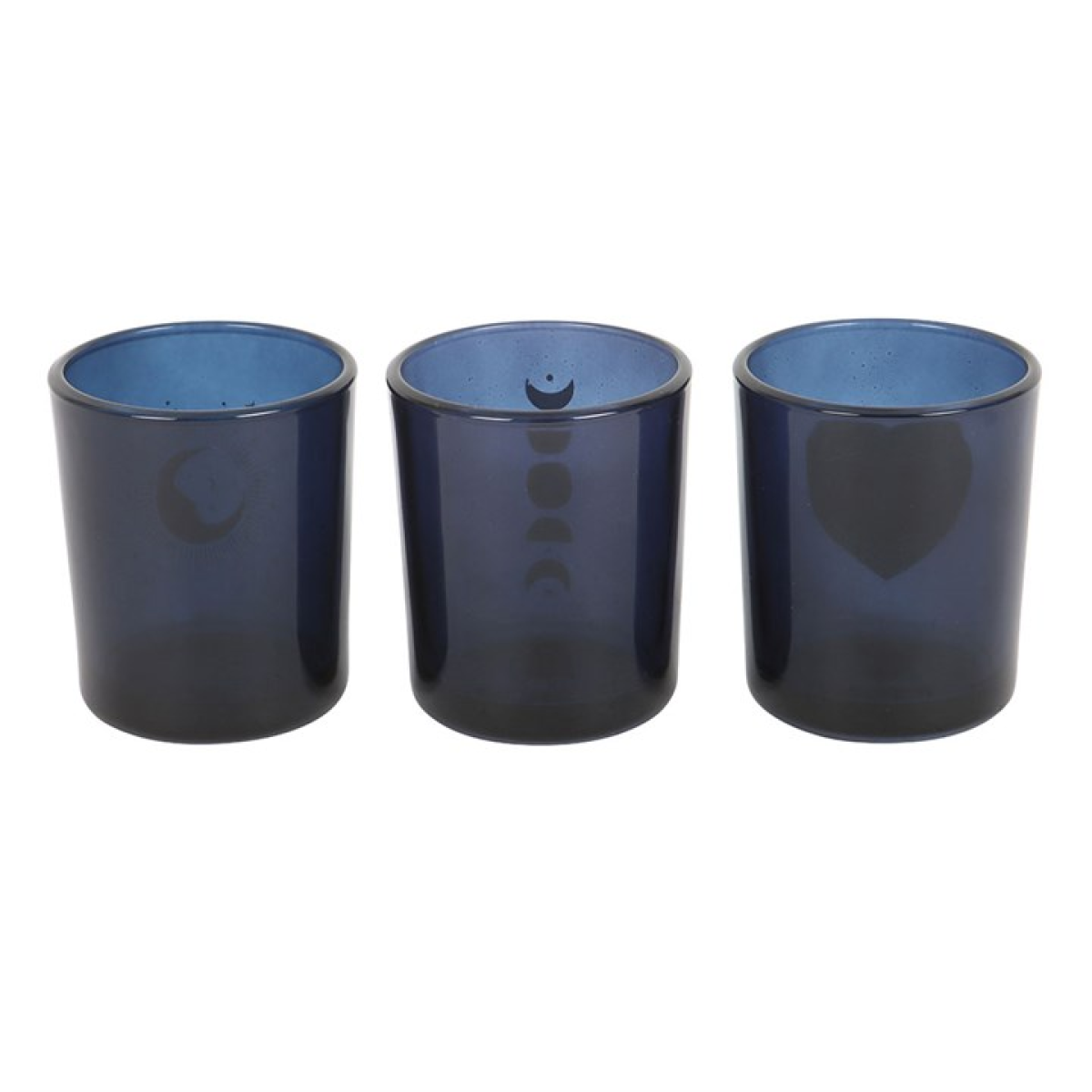 Three Blue Moon Votive Candle Holders