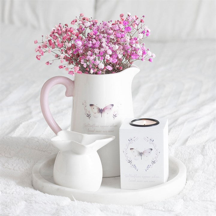 White Butterfly Flower Jug