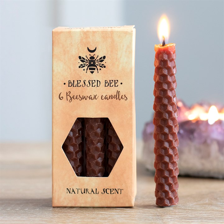 pack of 6 Brown Beeswax Candles