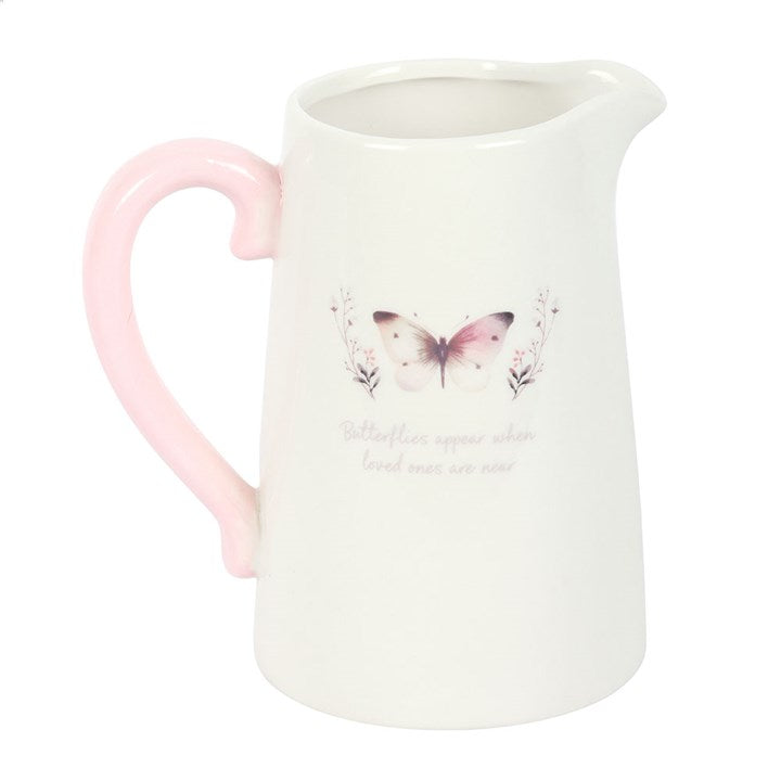 White Butterfly Flower Jug