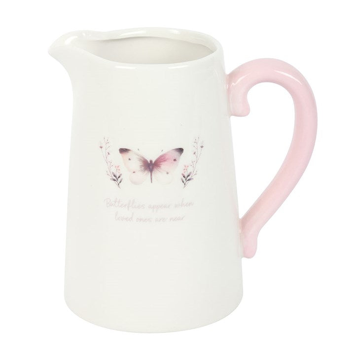 White Butterfly Flower Jug