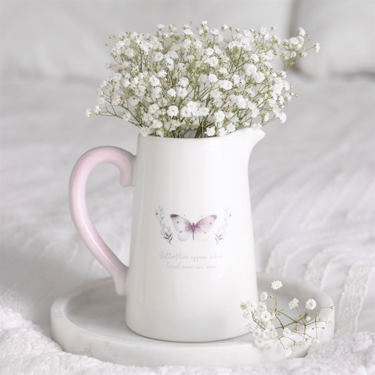 White Butterfly Flower Jug